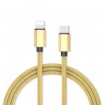 3FT USB-C / Type-C to Lighting Cable Braided Charging Syncing Cord Work with iPhone Connect MacBook and USB-C Adapter (Gold)